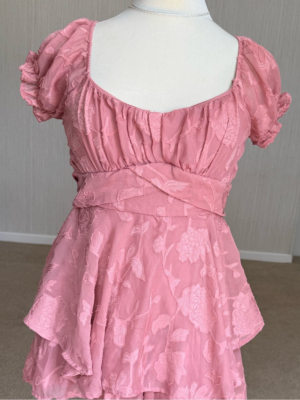 Blush Rose Embroidered Off-Shoulder Romper